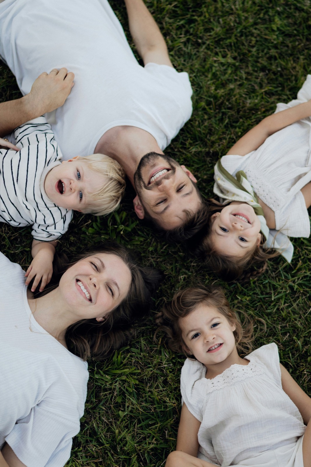 A happy family relaxing together at home